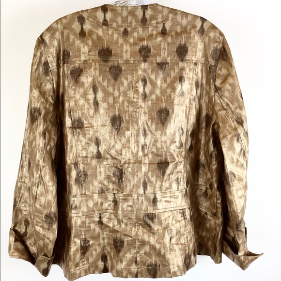 Chico’s Linen Blend Jacket Metallic Animal Print XL - Picture 4 of 8